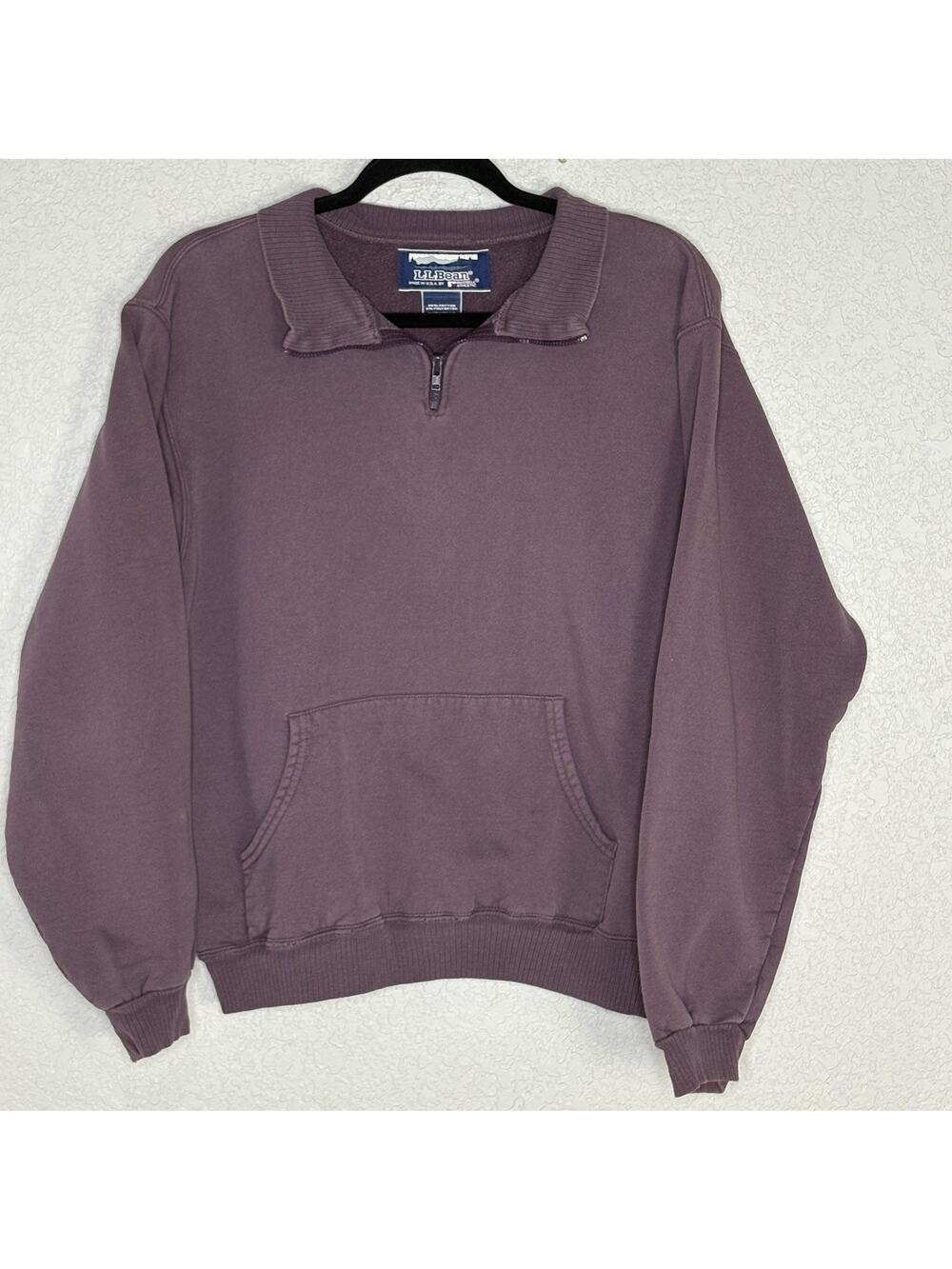 Vintage LL Bean Russell Athletic Women’s 1/4 Zip Sweatshirt Purple USA MADE Sz M